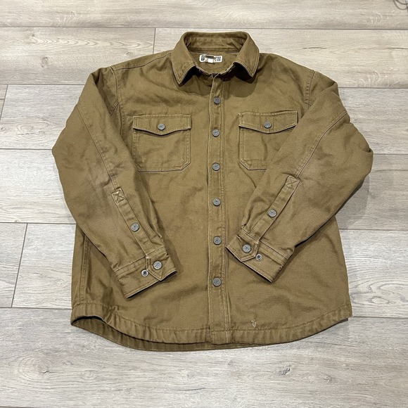 Duluth Trading Co. Canvas Jacket Men's M Tan Snap Button Workwear Distressed - Picture 1 of 13